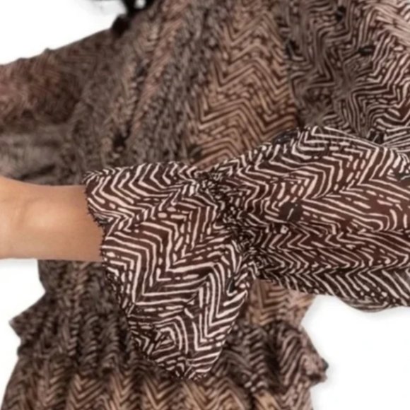 & Other Stories Paris Atelier zig zag ruffle sheer mini dress Size 12 - Picture 3 of 7